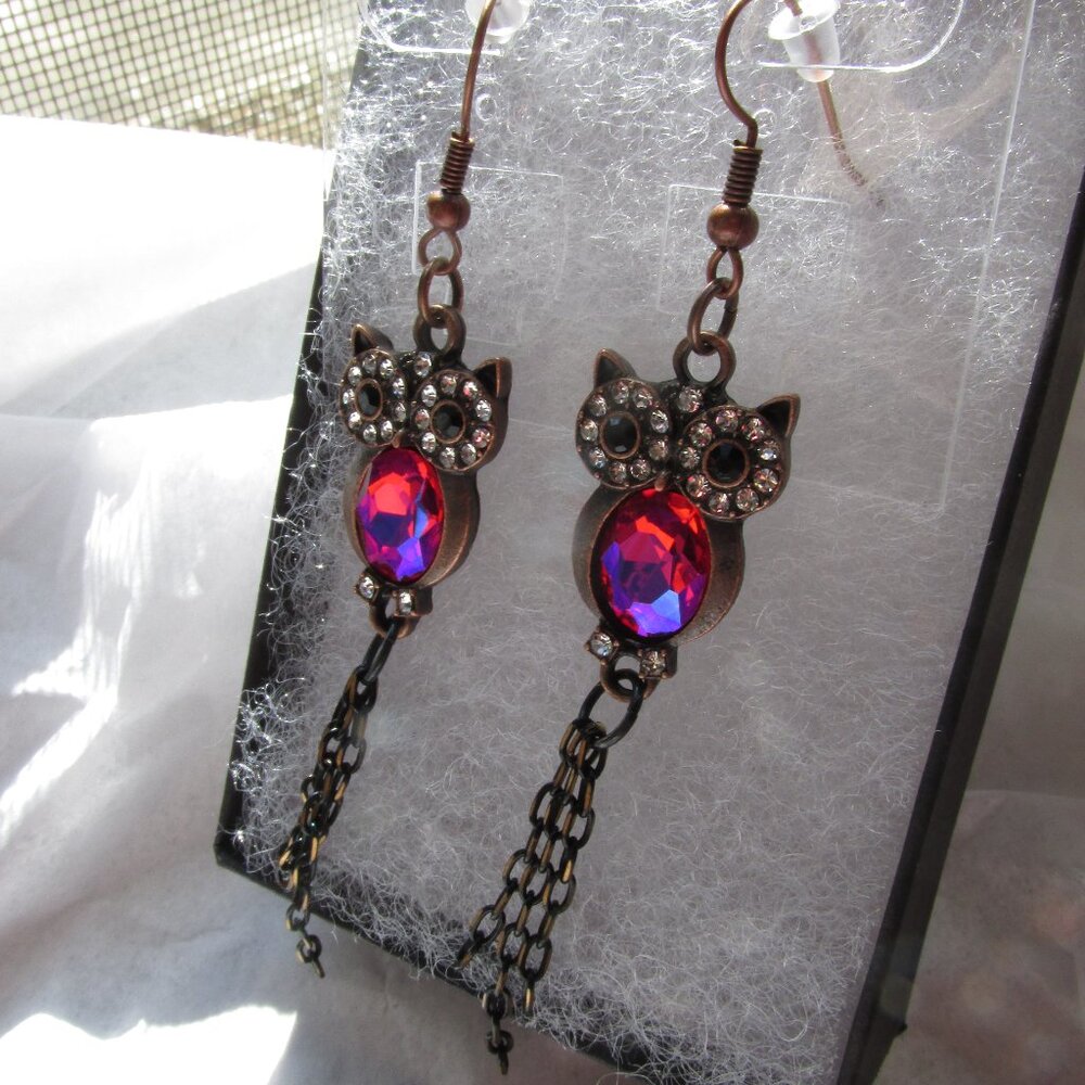 NEW Statement Rhinestone Owl Earrings